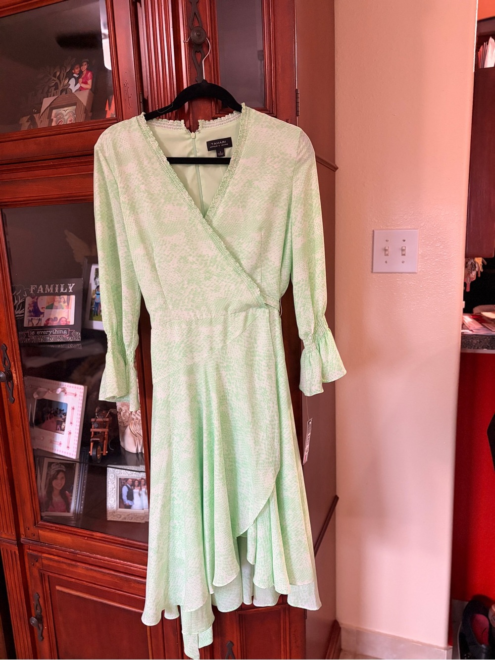 NWT Tahari Light Mint Green Wrap Midi Dress